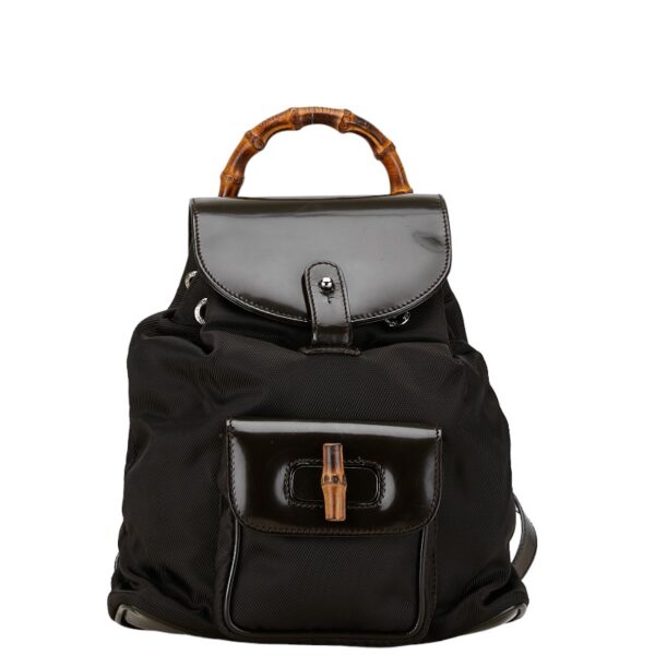 1 0160174 1 Gucci Bamboo Nylon Rucksack Brown