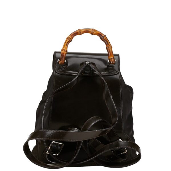 1 0160174 3 Gucci Bamboo Nylon Rucksack Brown