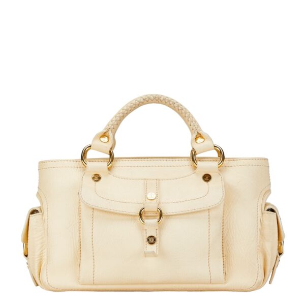 1 0160175 1 Celine Triomphe Boogie Bag Handbag Beige