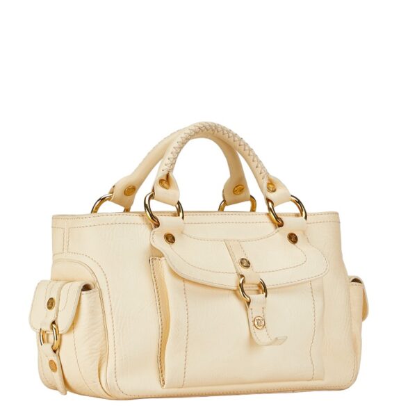 1 0160175 2 Celine Triomphe Boogie Bag Handbag Beige