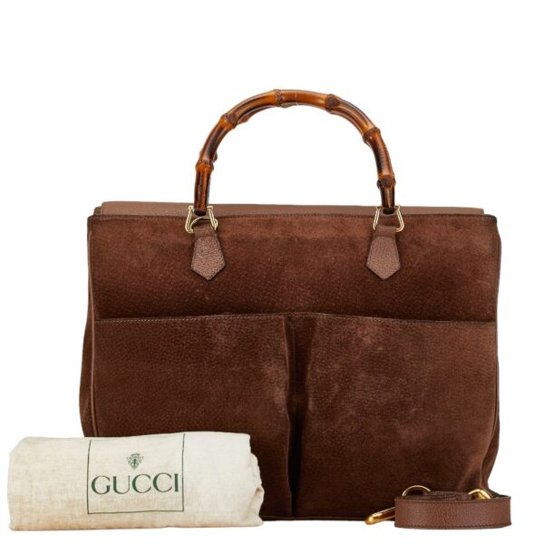 1 0160176 1 Gucci Bamboo Suede 2WAY Handbag Brown