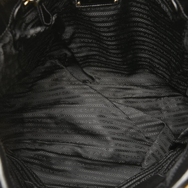 1 0160261 5 Prada Side Zip Enamel Tote Bag Black