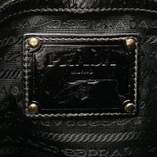 1 0160261 7 Prada Side Zip Enamel Tote Bag Black