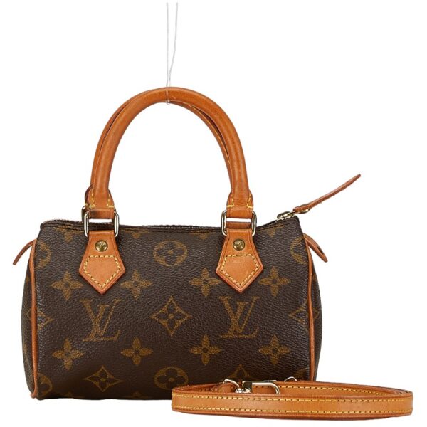 1 0160338 1 Louis Vuitton Monogram Mini Speedy 2WAY Handbag Brown