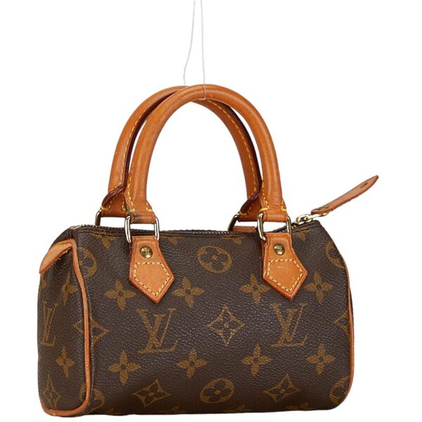 1 0160338 3 Louis Vuitton Monogram Mini Speedy 2WAY Handbag Brown