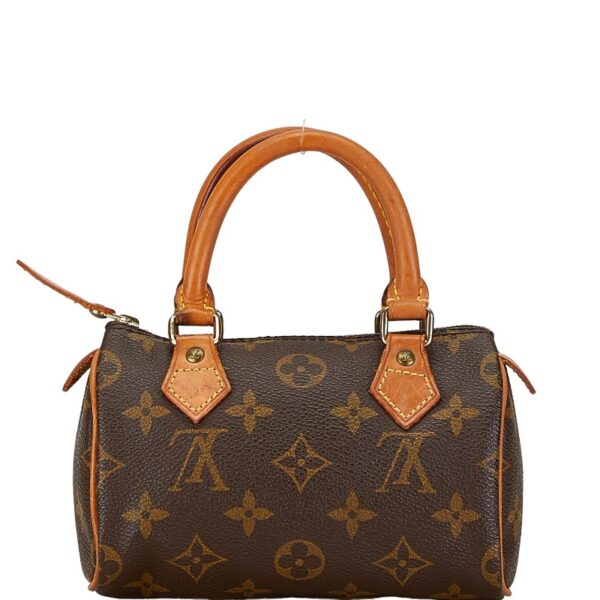 1 0160338 4 Louis Vuitton Monogram Mini Speedy 2WAY Handbag Brown