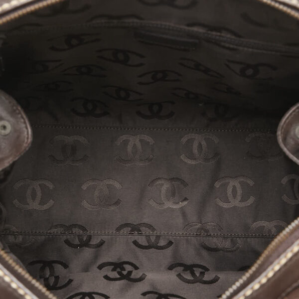 1 0160380 5 Chanel Matelasse Wild Stitch Tote Bag Lambskin Brown