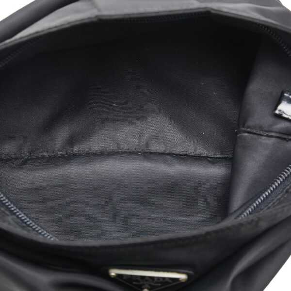 1 0160403 7 Prada Triangle Plate Nylon Sacoche Crossbody Shoulder Bag Black