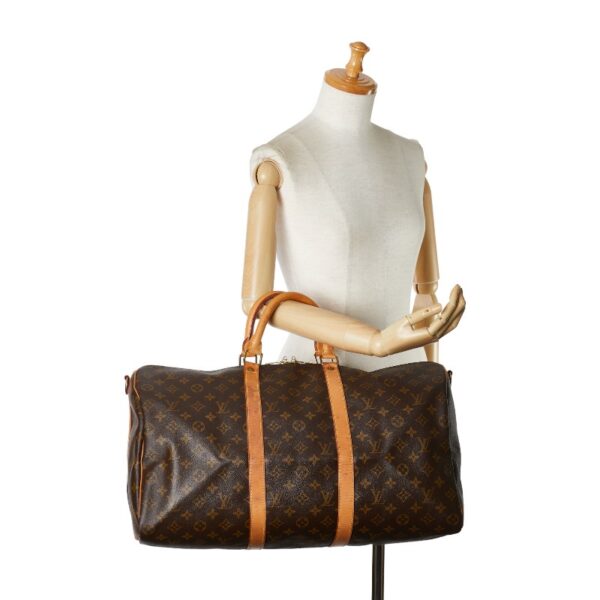 1 0160668 13 Louis Vuitton Monogram Keepall Bandouliere 50 Bag Brown