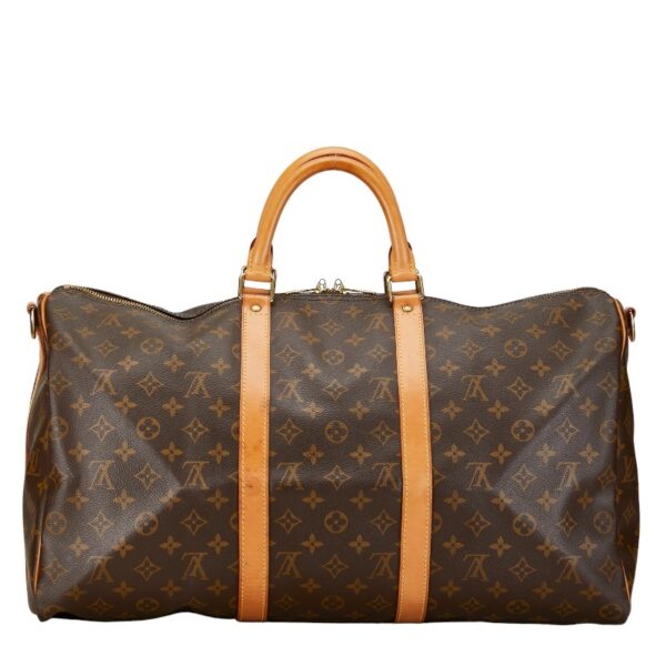 1 0160668 3 Louis Vuitton Monogram Keepall Bandouliere 50 Bag Brown