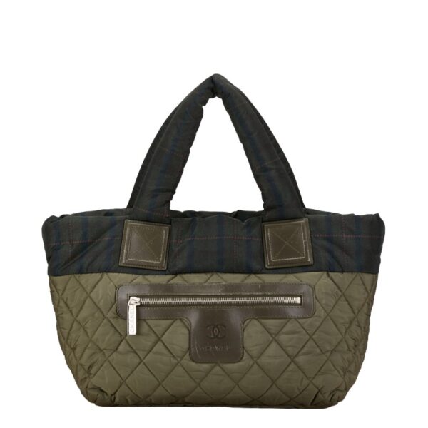 1 0160982 1 Chanel CocoMark Coco Cocoon Quilted Tote Nylon Green