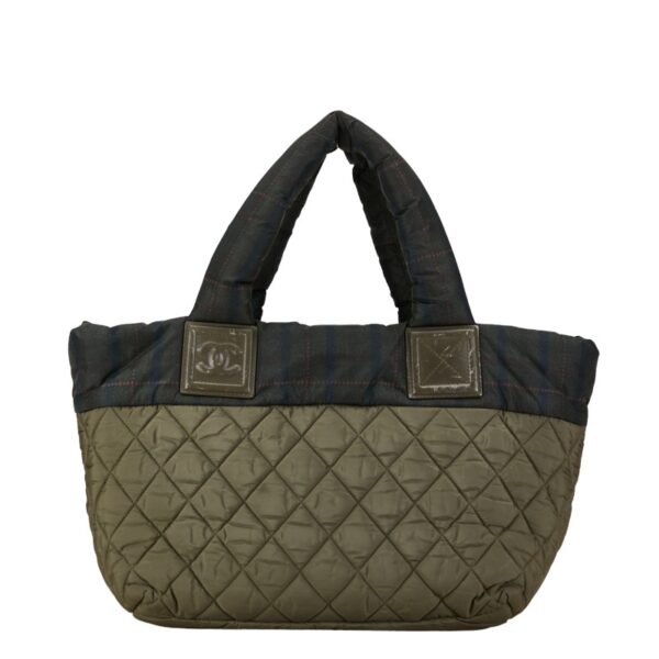 1 0160982 3 Chanel CocoMark Coco Cocoon Quilted Tote Nylon Green