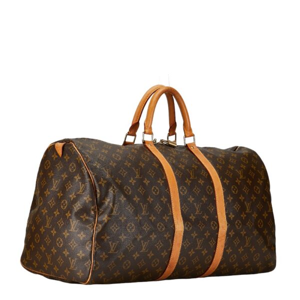 1 0160983 2 Louis Vuitton Monogram Keepall 55 Bag Brown