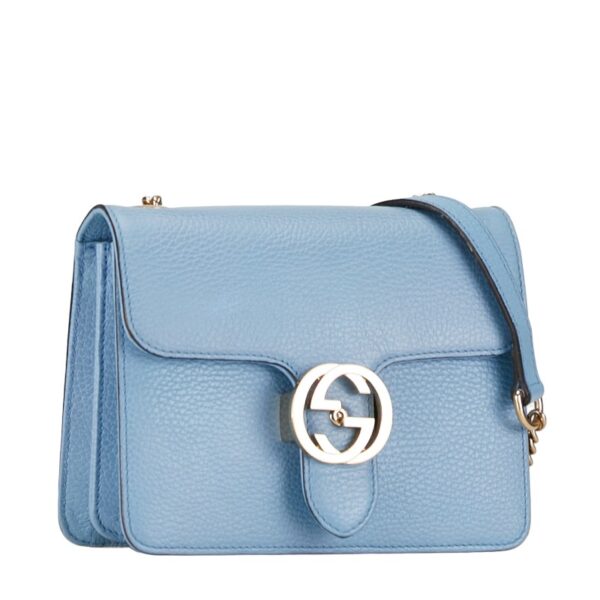 1 0160987 2 Gucci Interlocking G Crossbody Shoulder Bag Blue