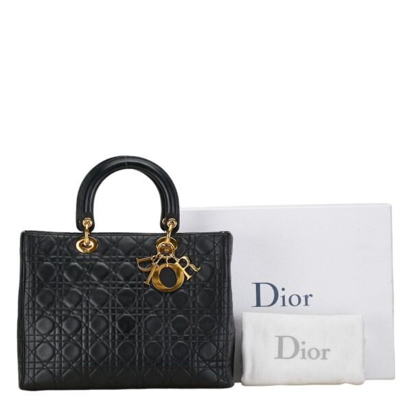 1 0161277 9 Dior Cannage Dior Handbag Lambskin Black