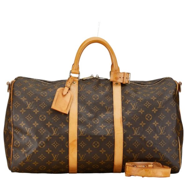 1 0161753 1 Louis Vuitton Monogram Keepall Bandouliere 50 2WAY Bag Brown