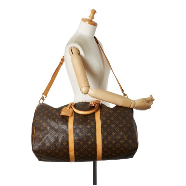 1 0161753 14 Louis Vuitton Monogram Keepall Bandouliere 50 2WAY Bag Brown