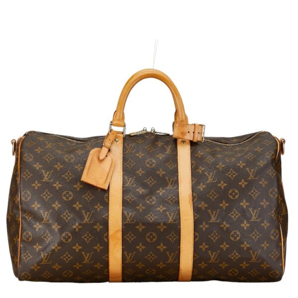 1 0161753 2 Louis Vuitton Monogram Keepall Bandouliere 50 2WAY Bag Brown