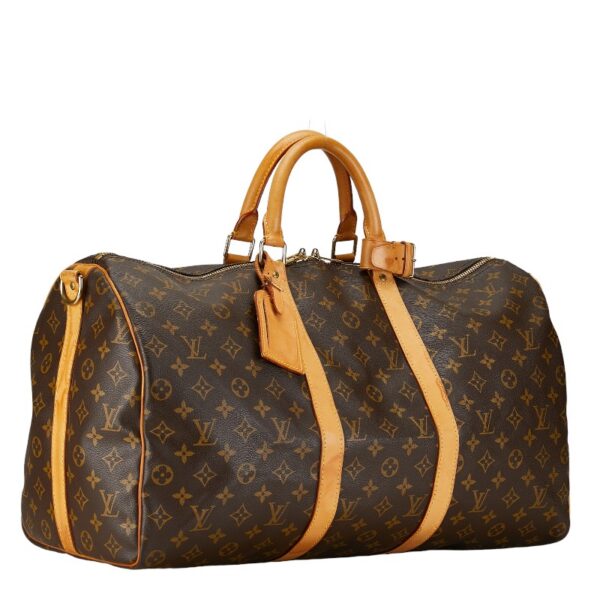 1 0161753 3 Louis Vuitton Monogram Keepall Bandouliere 50 2WAY Bag Brown