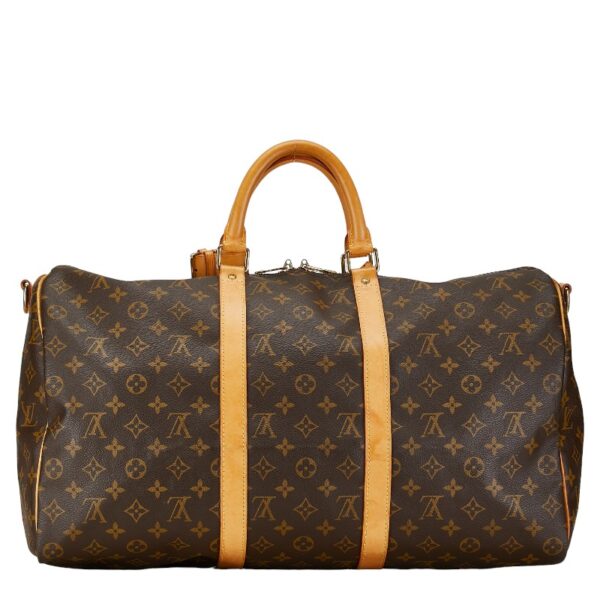 1 0161753 4 Louis Vuitton Monogram Keepall Bandouliere 50 2WAY Bag Brown