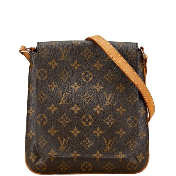 1 0162166 1 Louis Vuitton Monogram Musette Salsa Long Crossbody Shoulder Bag Brown