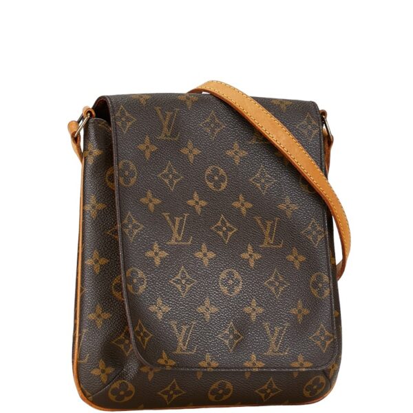 1 0162166 2 Louis Vuitton Monogram Musette Salsa Long Crossbody Shoulder Bag Brown