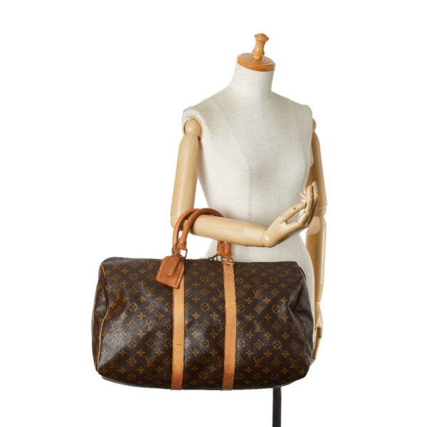 1 0162167 10 Louis Vuitton Monogram Keepall 45 Bag Brown