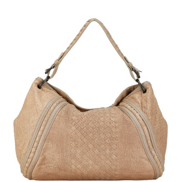 1 0162178 1 Bottega Veneta Intrecciato One Shoulder Bag Beige