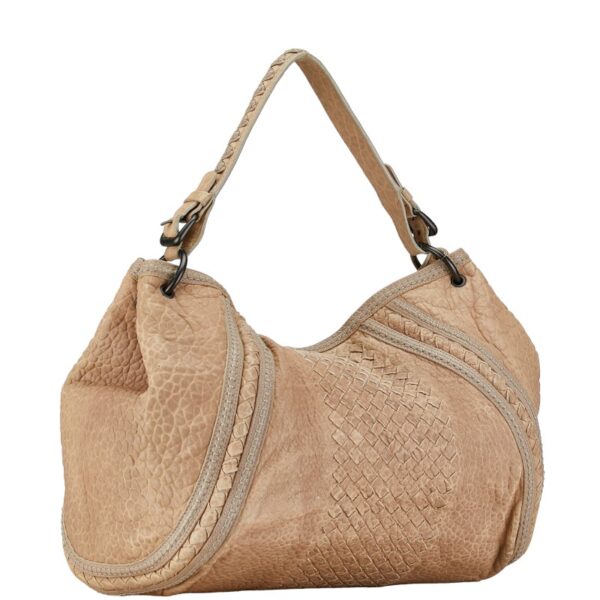 1 0162178 2 Bottega Veneta Intrecciato One Shoulder Bag Beige