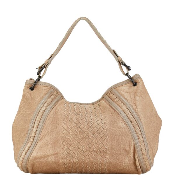 1 0162178 3 Bottega Veneta Intrecciato One Shoulder Bag Beige