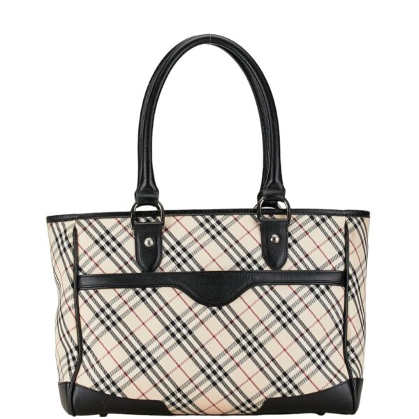 1 0162184 1 Burberry Nova Check Tote Bag Beige Black