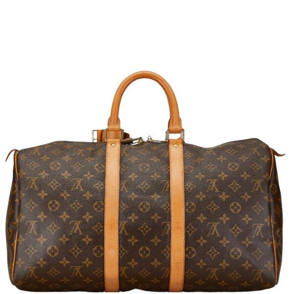 1 0162285 3 Louis Vuitton Monogram Keepall 45 Bag Brown