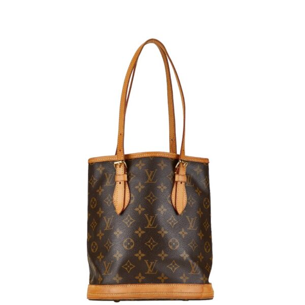 1 0162319 1 Louis Vuitton Monogram Petit Bucket PM Tote Bag Brown