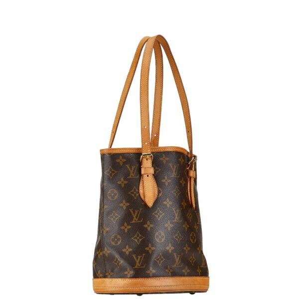 1 0162319 2 Louis Vuitton Monogram Petit Bucket PM Tote Bag Brown