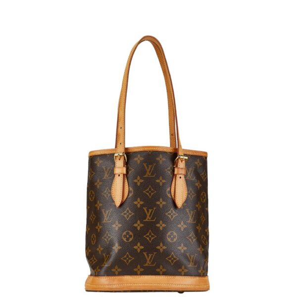 1 0162319 3 Louis Vuitton Monogram Petit Bucket PM Tote Bag Brown