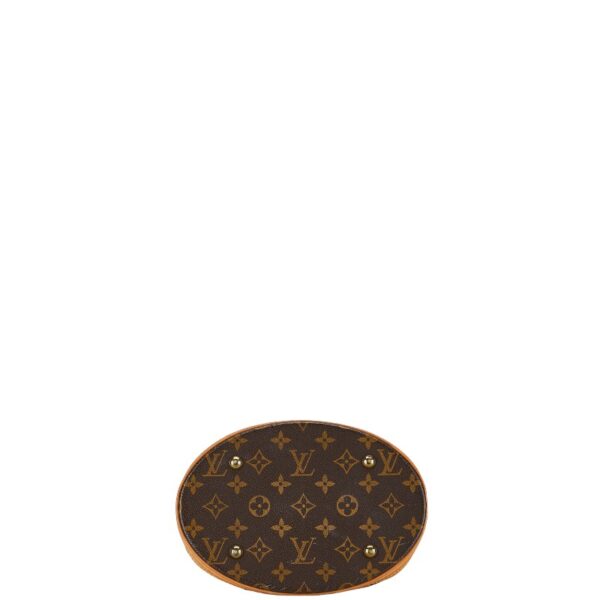 1 0162319 4 Louis Vuitton Monogram Petit Bucket PM Tote Bag Brown