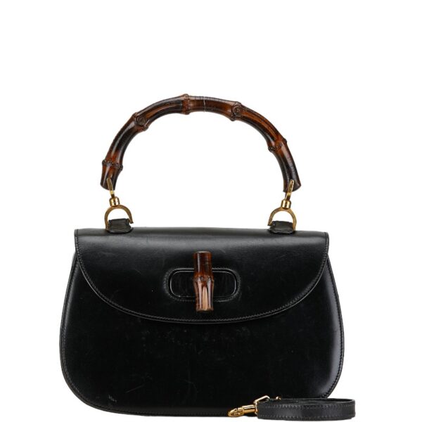 1 0162362 1 Gucci Bamboo 2WAY Handbag Black