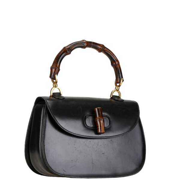 1 0162362 3 Gucci Bamboo 2WAY Handbag Black