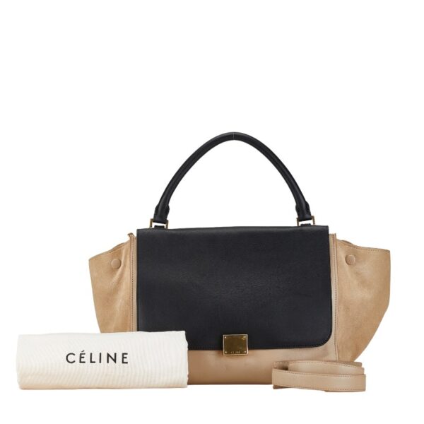 1 0162714 1 Celine Trapeze Medium Shoulder Bag Beige Black