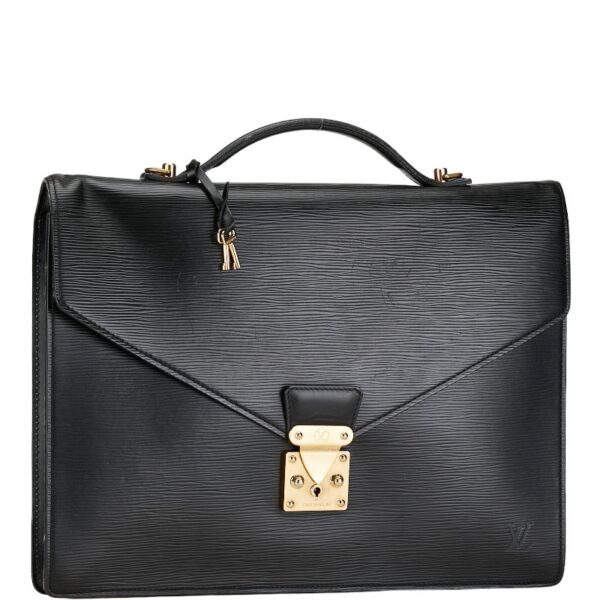 1 0163418 2 Louis Vuitton Epi Porte de Cumin Briefcase Noir