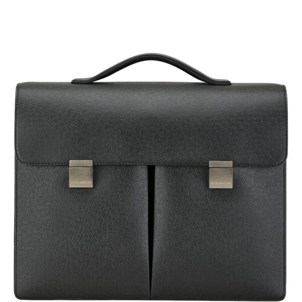 1 0163429 1 Louis Vuitton Taiga Serviette Kazan en Soufflé Briefcase Black