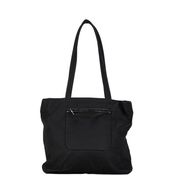 1 0163469 3 Prada Triangle Plate Nylon Tote Bag Black