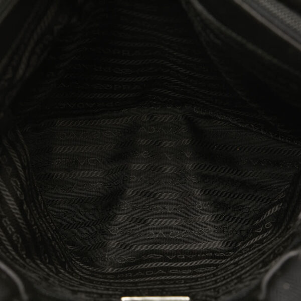 1 0163469 6 Prada Triangle Plate Nylon Tote Bag Black