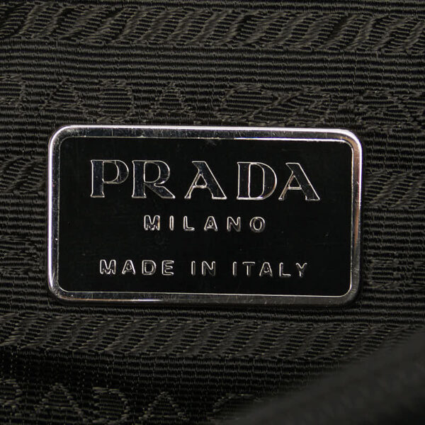 1 0163469 8 Prada Triangle Plate Nylon Tote Bag Black