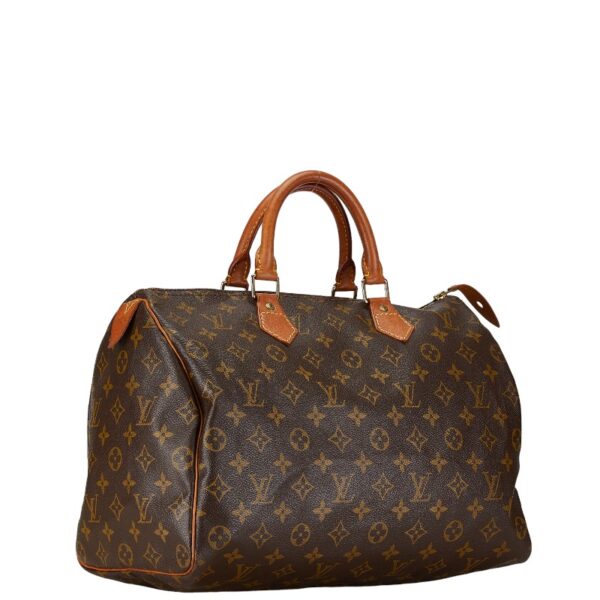 1 0163660 2 Louis Vuitton Monogram Speedy 35 Bag Brown