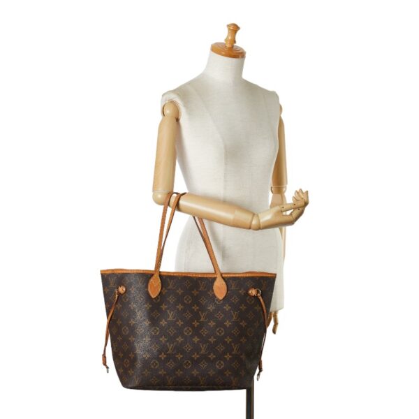 1 0163907 9 Louis Vuitton Monogram Neverfull MM Shoulder Bag Brown