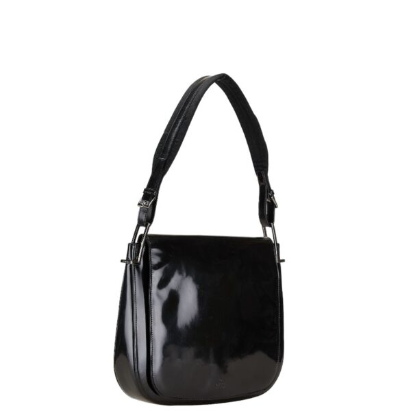 1 0163975 2 Gucci Patent One Shoulder Bag Black