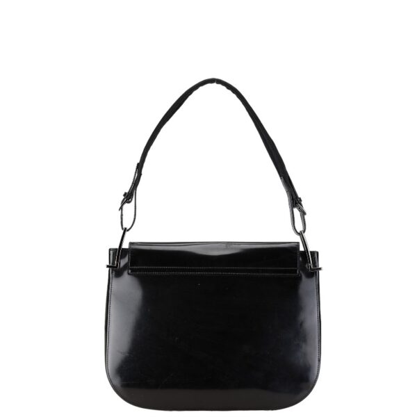 1 0163975 3 Gucci Patent One Shoulder Bag Black