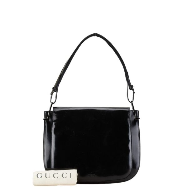 1 0163975 9 Gucci Patent One Shoulder Bag Black