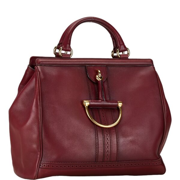 1 0163978 2 Gucci Horsebit Handbag Bordeaux